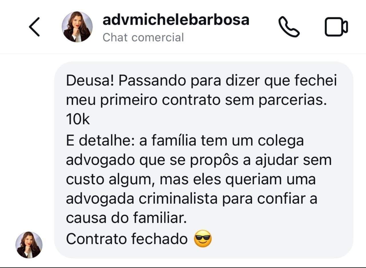 Print de mensagem de aluna