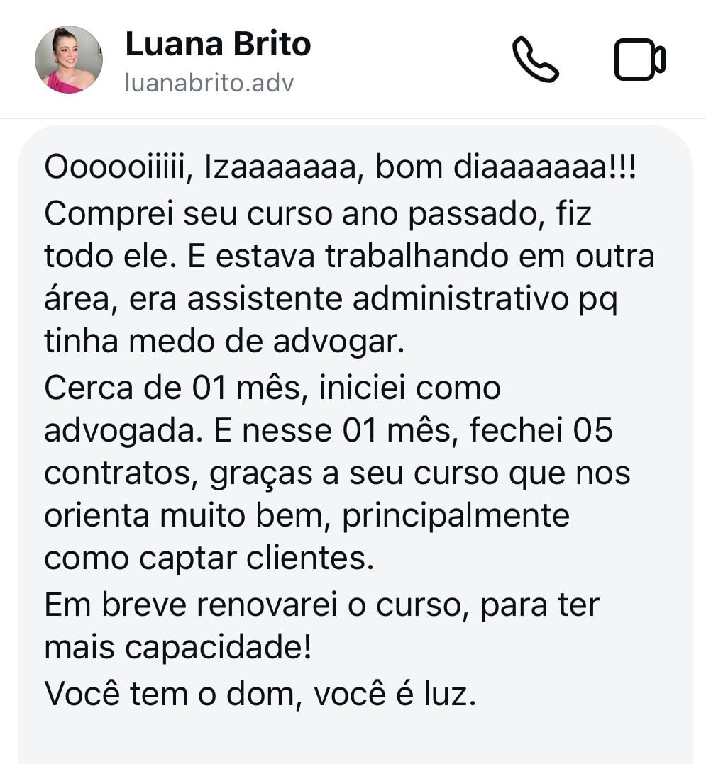Print de mensagem de aluna
