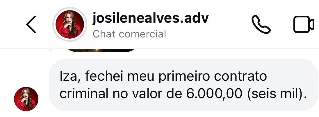 Print de mensagem de aluna